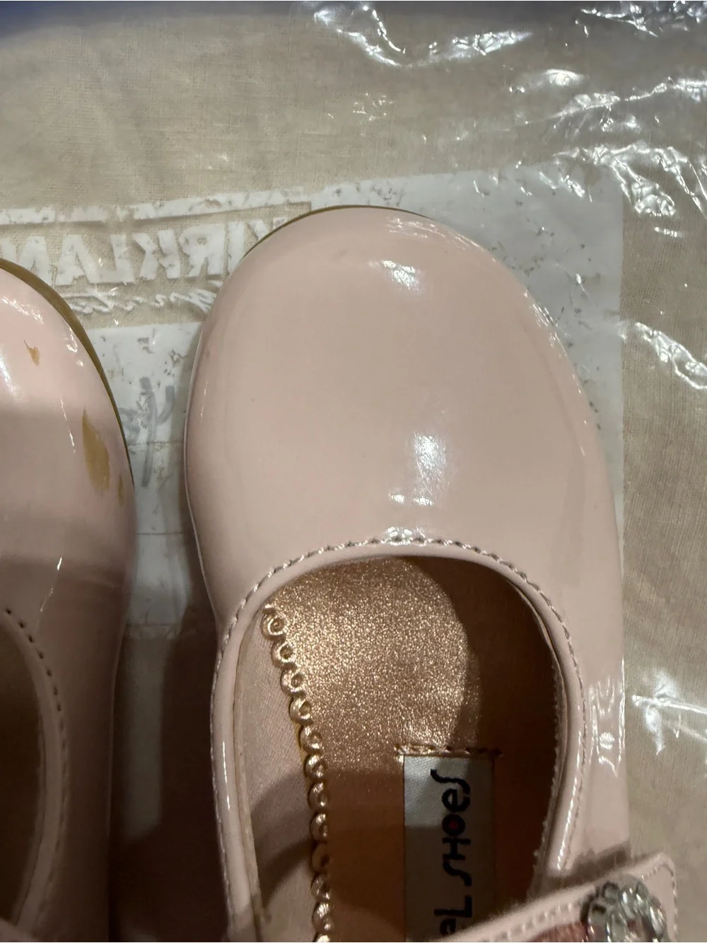 Rachel Shoes Light Pink Patent Mary Jane with Sparkle Strap